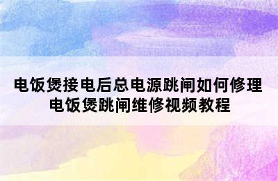 电饭煲接电后总电源跳闸如何修理 电饭煲跳闸维修视频教程